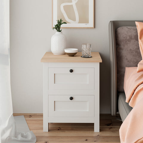 White Country Farmhouse Bedside Table (Rosedale Collection)