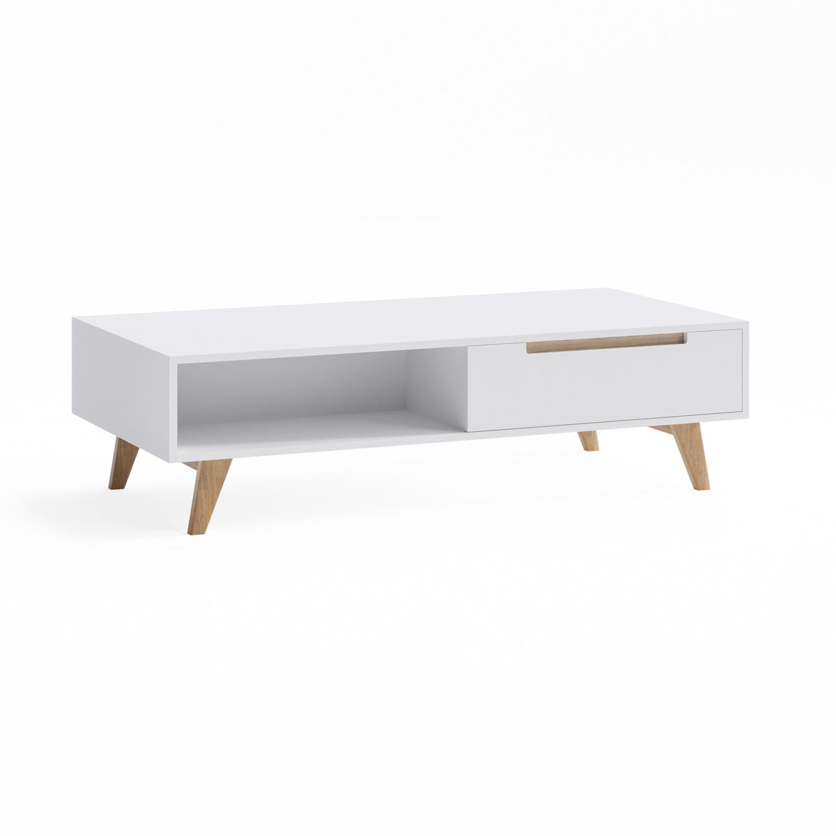 White Coffee Table with Solid Oak Legs (Olsen Collection)