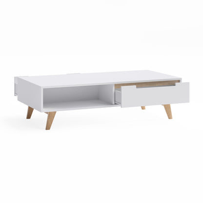 White Coffee Table with Solid Oak Legs (Olsen Collection)