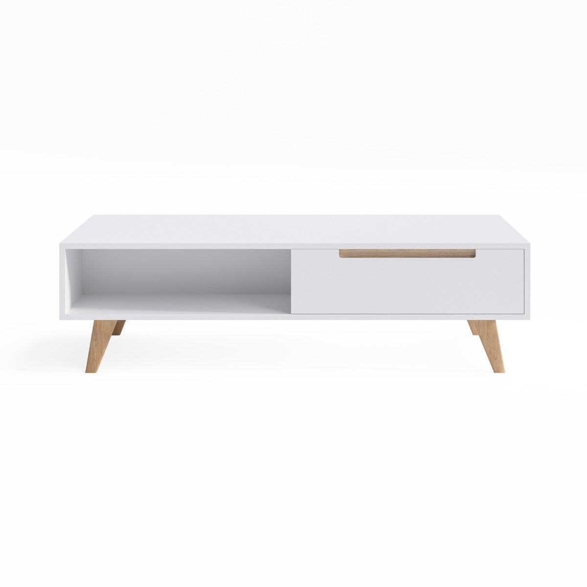 White Coffee Table with Solid Oak Legs (Olsen Collection)