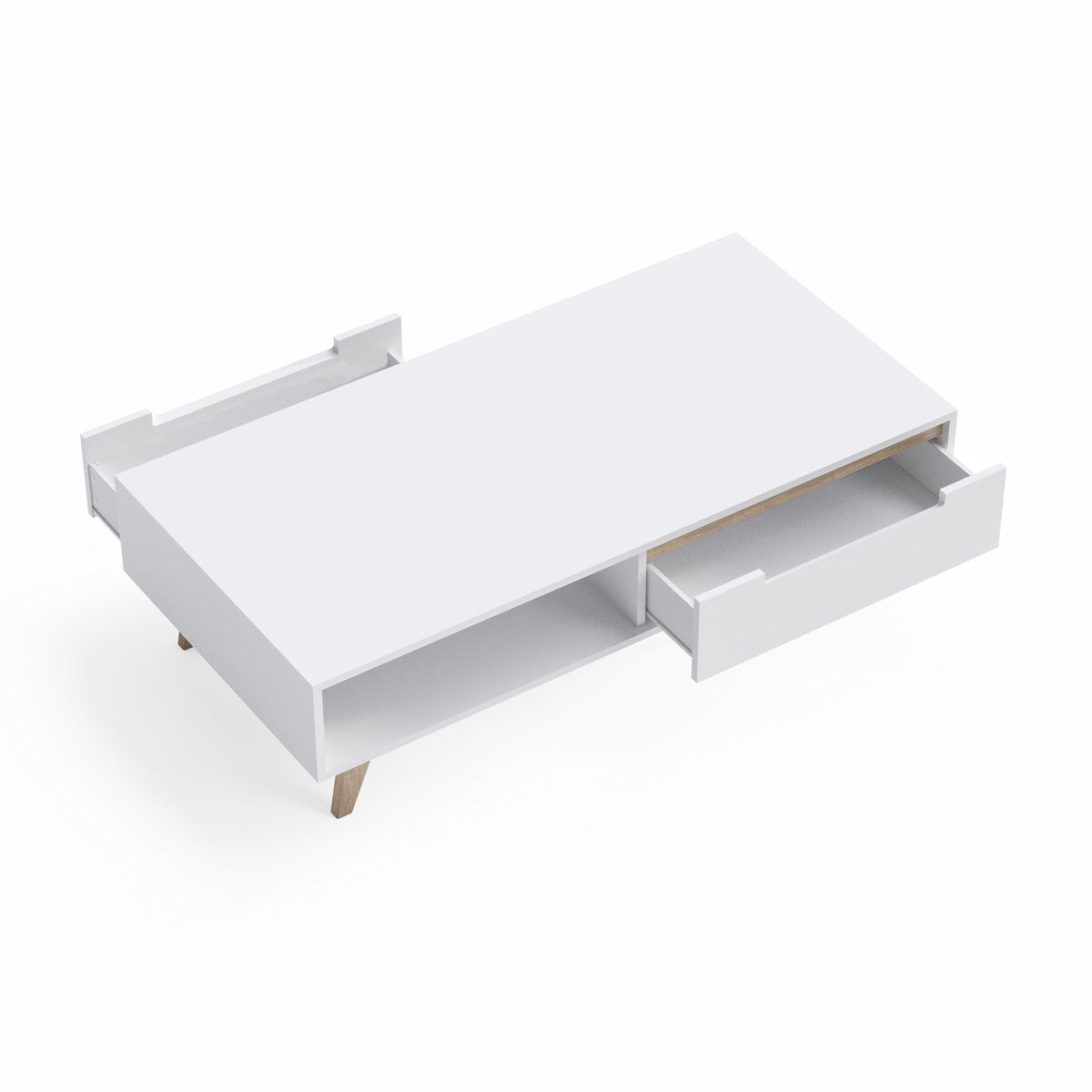 White Coffee Table with Solid Oak Legs (Olsen Collection)