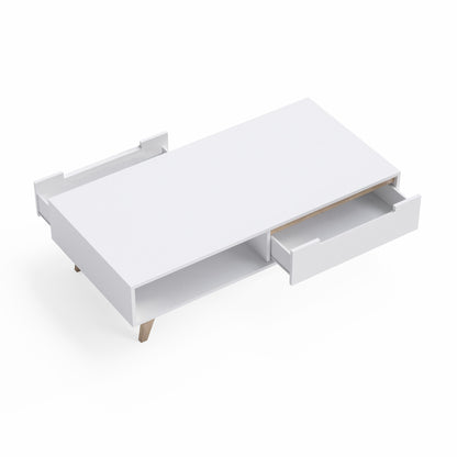 White Coffee Table with Solid Oak Legs (Olsen Collection)