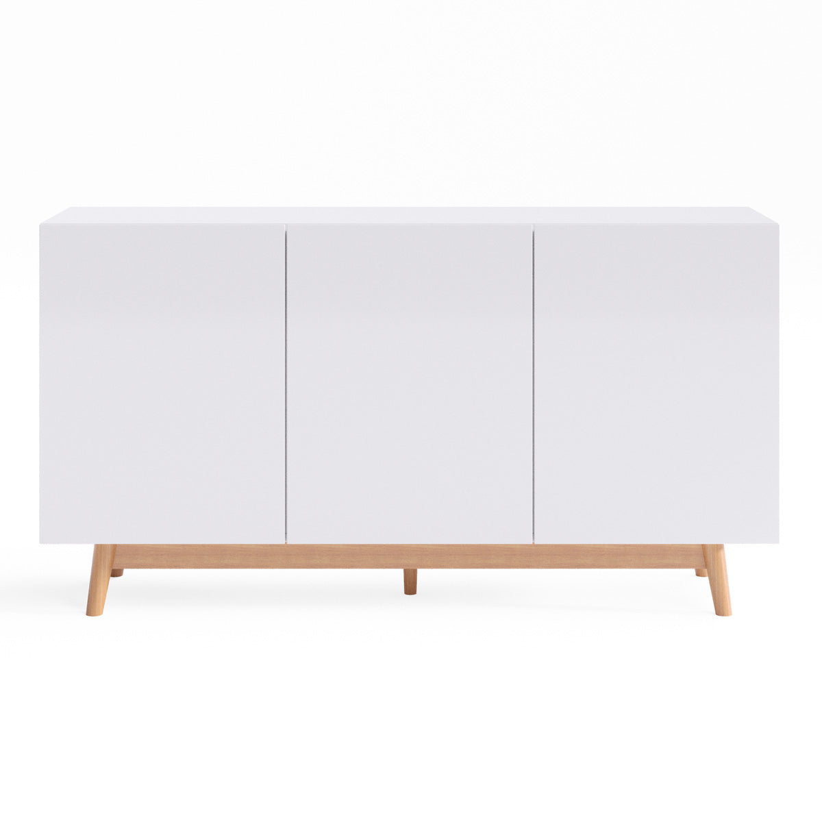 White Sideboard Buffet Unit with Solid Wood Legs (Aspen)