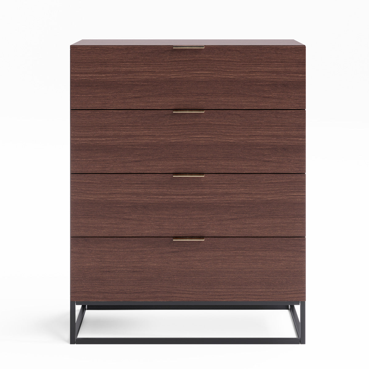 Walnut Four Drawer Tallboy Unit With Metal Base (Darcy Collection)