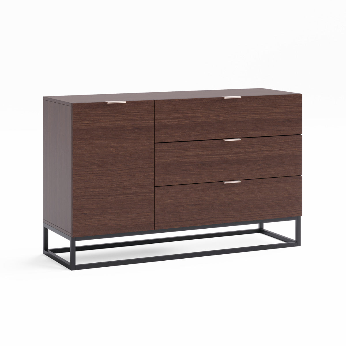 Walnut Sideboard Buffet Unit With Metal Base (Darcy Collection)