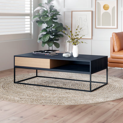 Black Coffee Table with Metal Base (Harvey Collection)