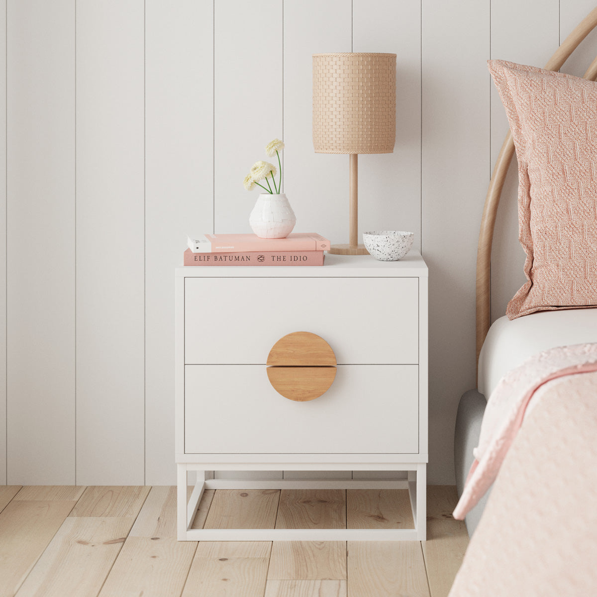 White Wooden Bedside Table (Zodiac Collection)