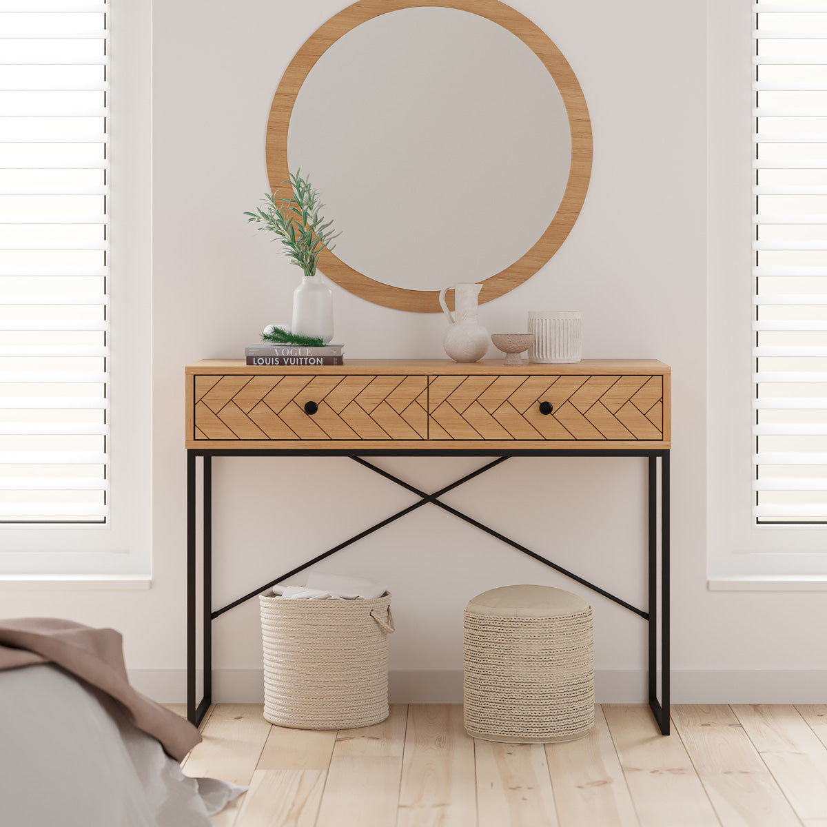 Wooden Hallway Console Table (100cm Carve Collection)