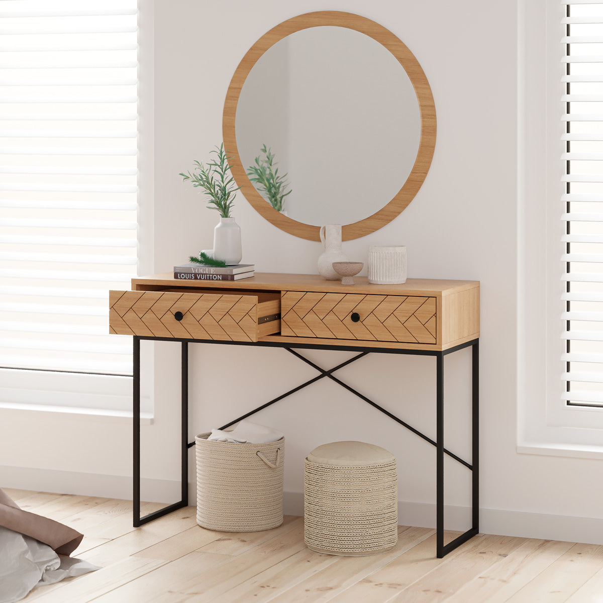 Wooden Hallway Console Table (100cm Carve Collection)